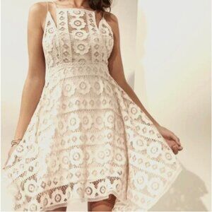 Free People Laced strappy off white dress.